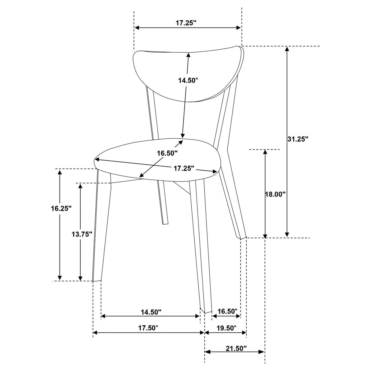 Elowen Dining Side Chair Light Walnut and Brown (Set of 2)