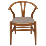 Dinah Danish Y-Shaped Back Wishbone Dining Side Chair Walnut and Brown (Set of 2)