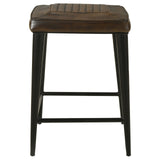 Alvaro Leather Upholstered Backless Counter Height Stool Antique Brown and Black (Set of 2)