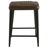 Alvaro Leather Upholstered Backless Counter Height Stool Antique Brown and Black (Set of 2)