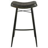 Bayu Leather Upholstered Saddle Seat Backless Bar Stool Antique Espresso and Black (Set of 2)