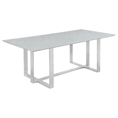 Annika Rectangular Glass Top Dining Table White and Chrome