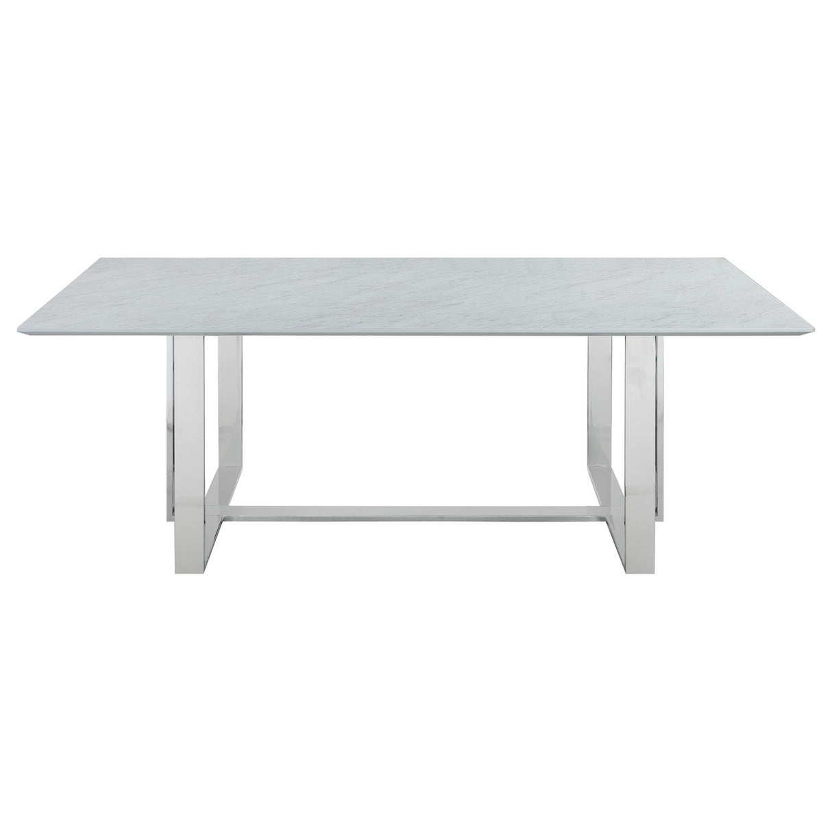 Annika Rectangular Glass Top Dining Table White and Chrome