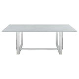 Annika Rectangular Glass Top Dining Table White and Chrome