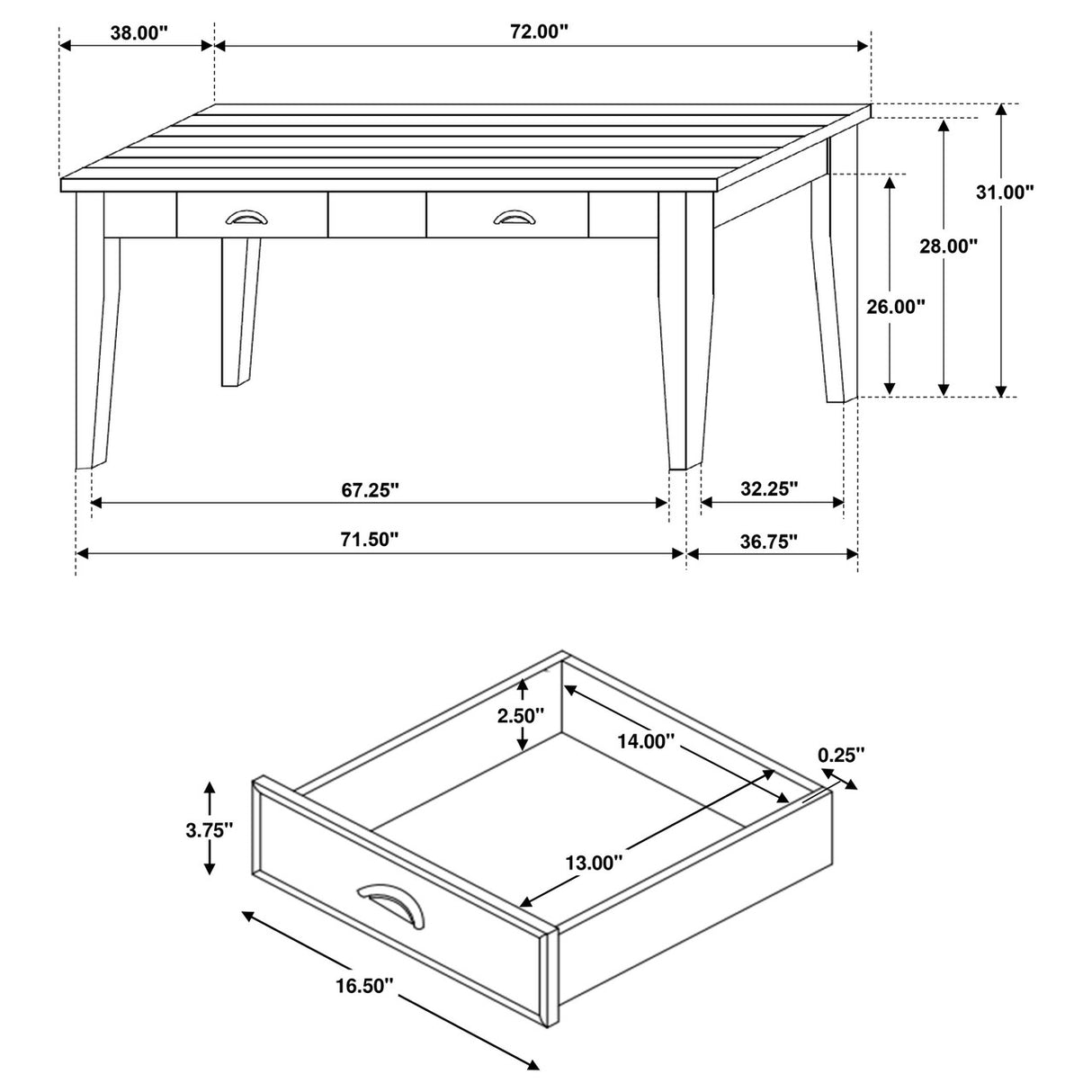 Kingman 4-drawer Dining Table Espresso and White