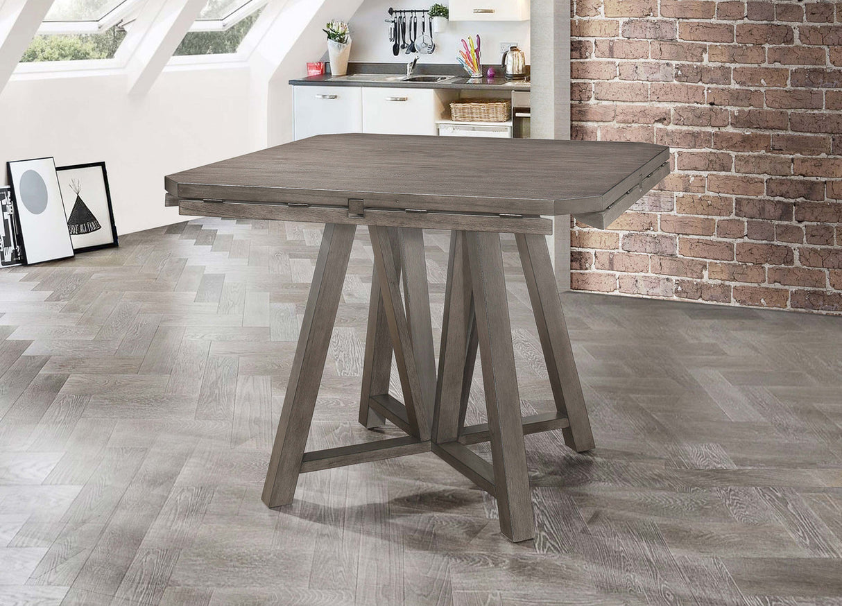 Coaster Athens Round Counter Height Table with Drop Leaf Barn Grey