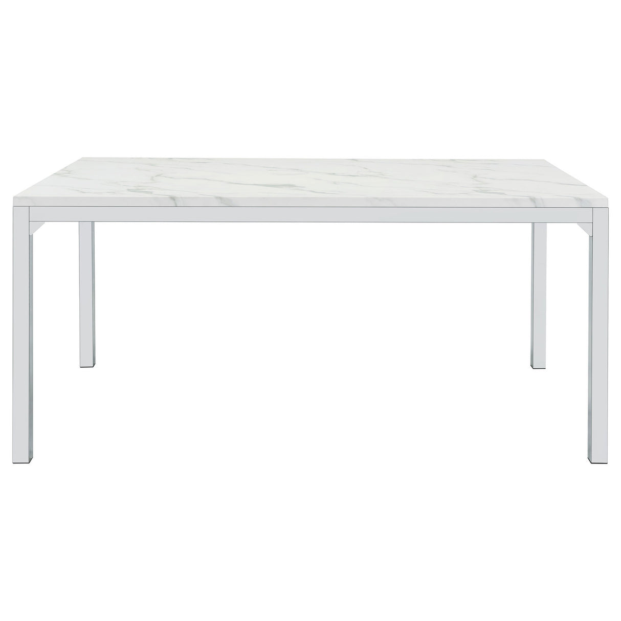 Athena Rectangle Dining Table with Marble Top Chrome