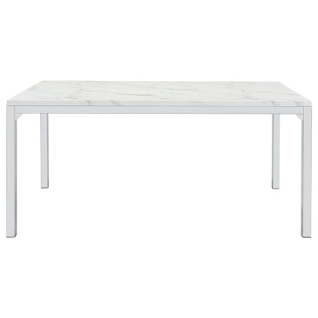 Athena Rectangle Dining Table with Marble Top Chrome