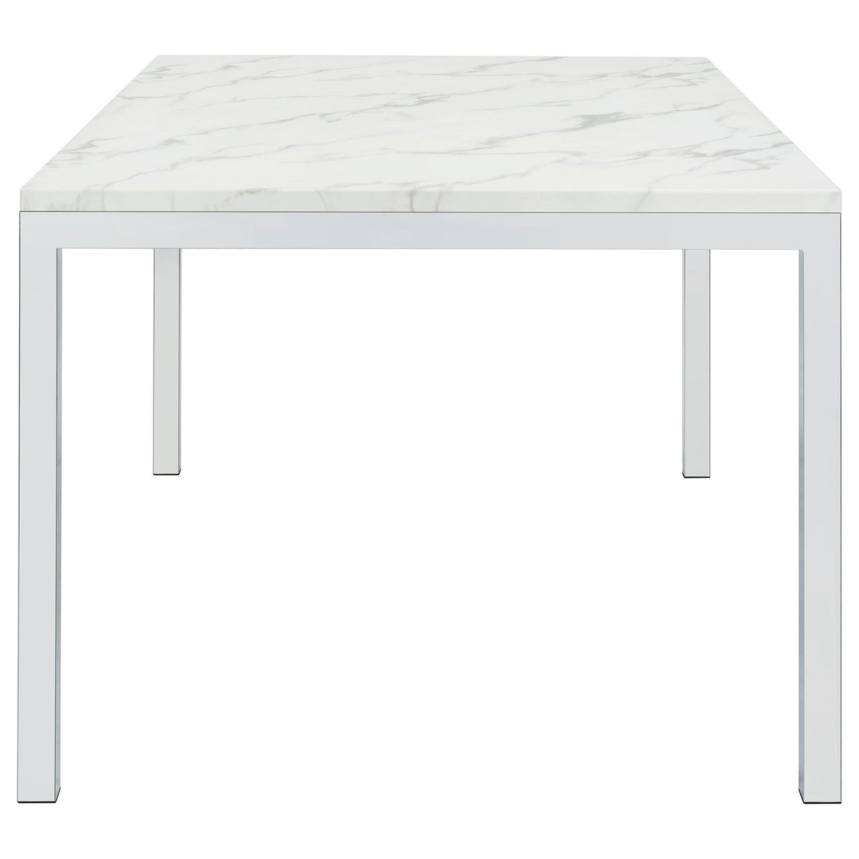 Athena Rectangle Dining Table with Marble Top Chrome