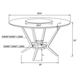 Abby Round Dining Table with Lazy Susan White and Chrome