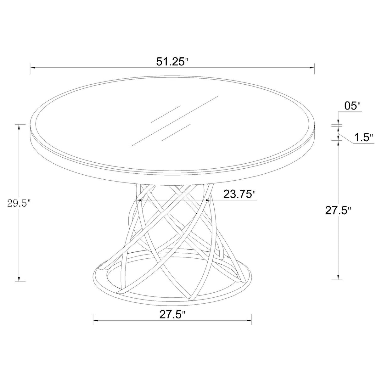 Irene 5-piece Round Glass Top Dining Set White and Chrome