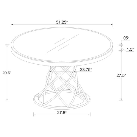 Irene Round Glass Top Dining Table White and Chrome