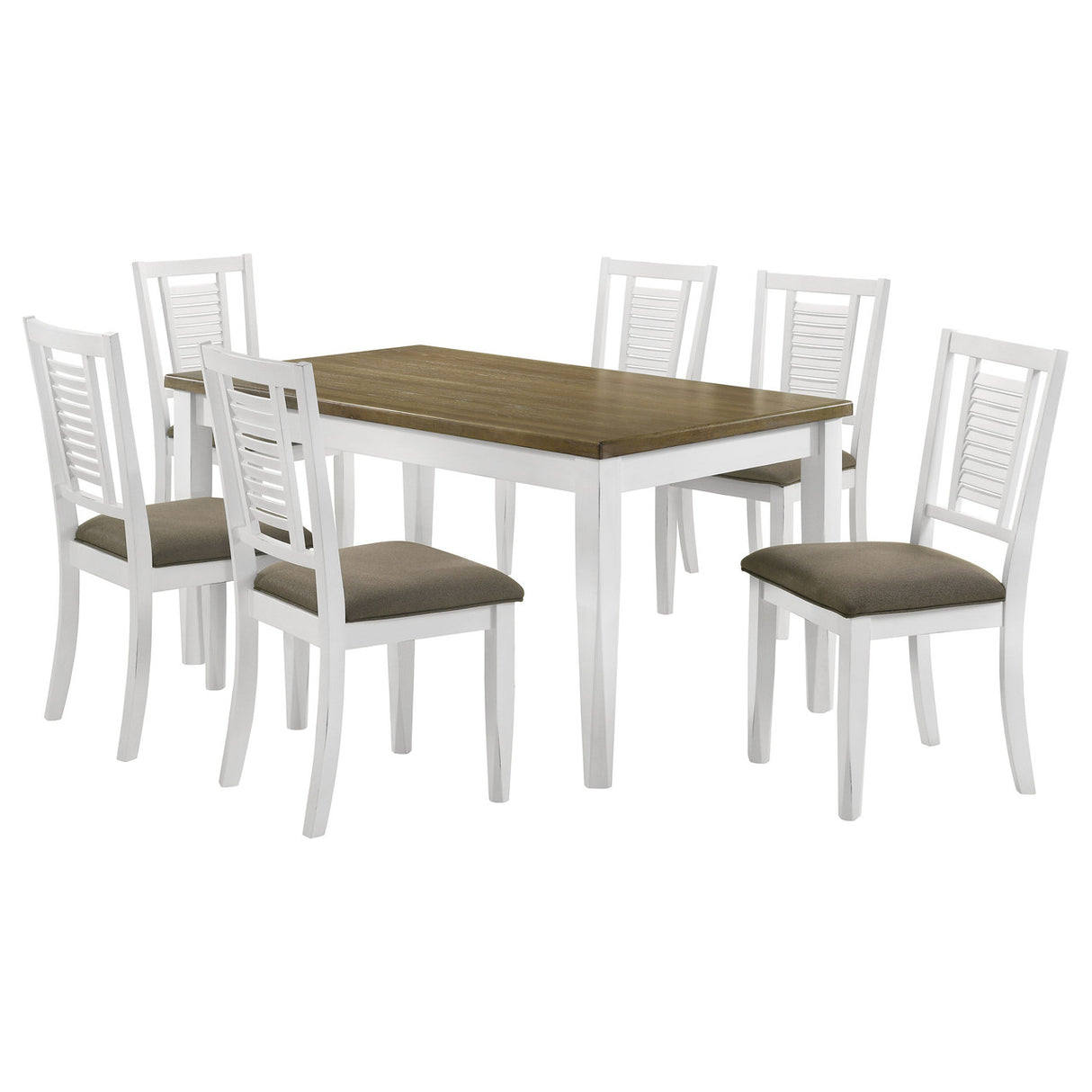 Appleton 7-piece Rectangular Dining Set Brown Brushed and White