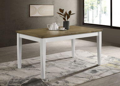 Appleton Rectangular Wood Dining Table Brown Brushed and White