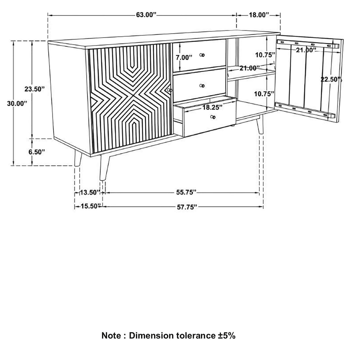 Partridge Rectangular 2-door Server Natural Sheesham and Black