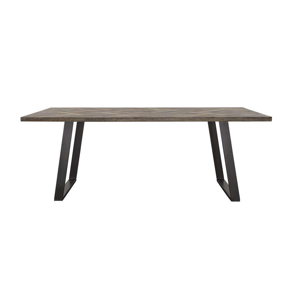 Misty Sled Leg Dining Table Grey Sheesham and Gunmetal