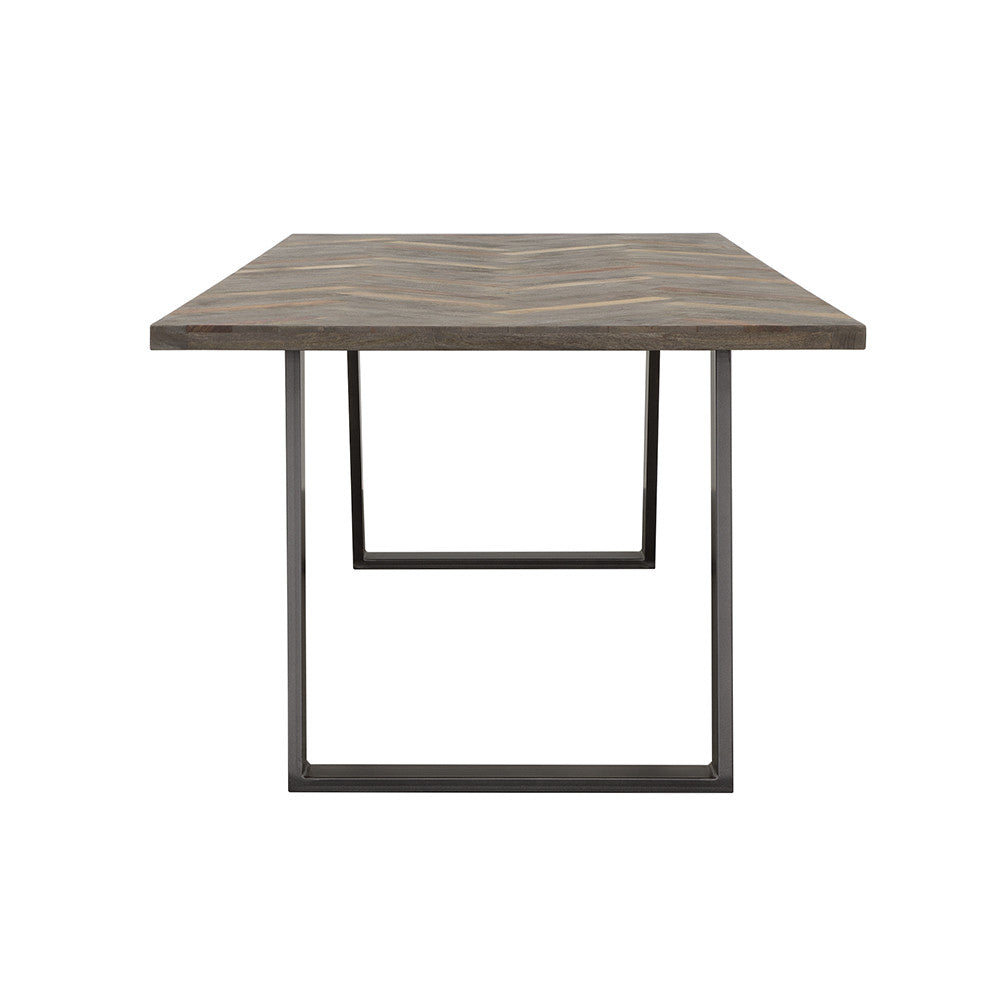 Misty Sled Leg Dining Table Grey Sheesham and Gunmetal