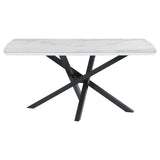 Paulita Rectangular Dining Table White and Gunmetal