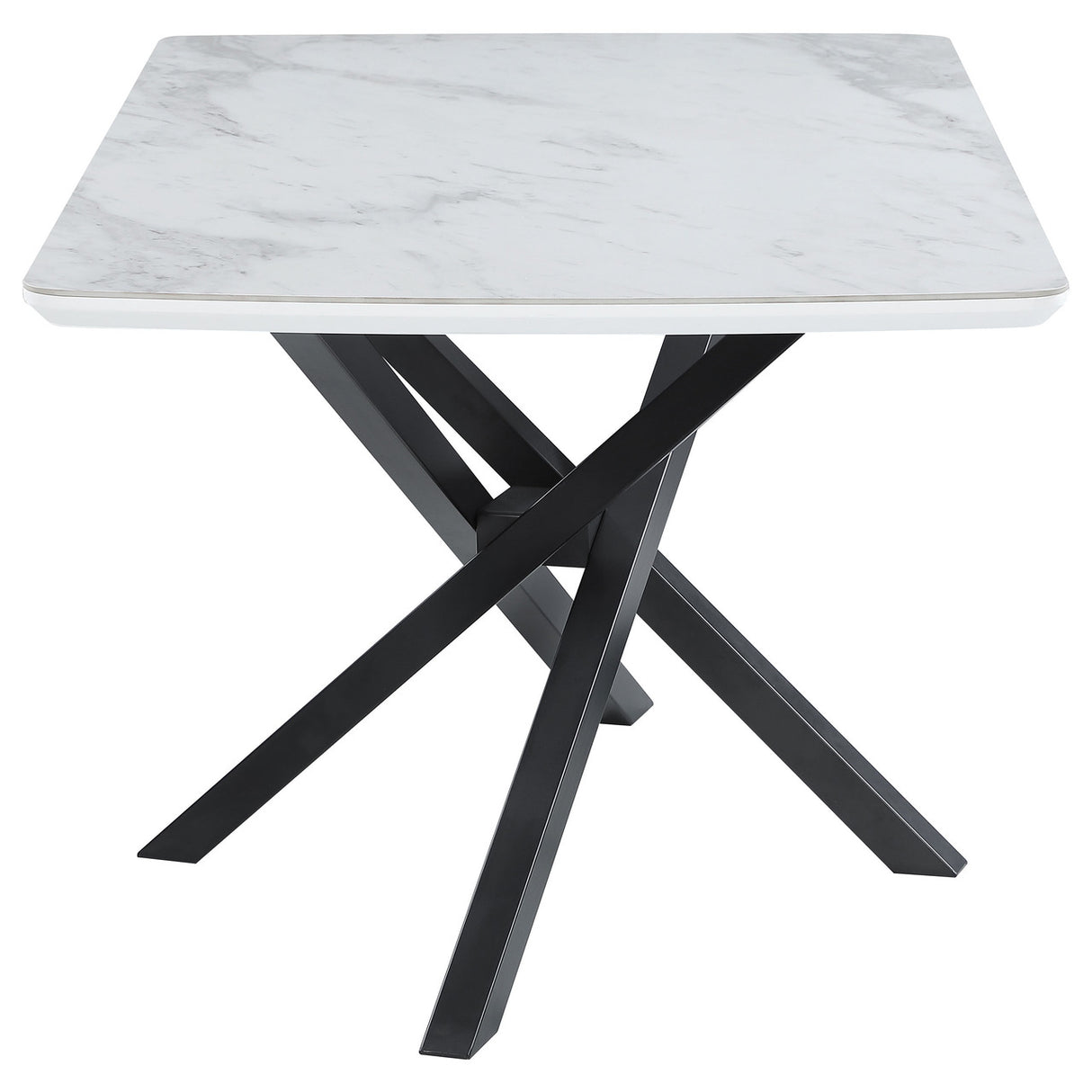 Paulita Rectangular Dining Table White and Gunmetal