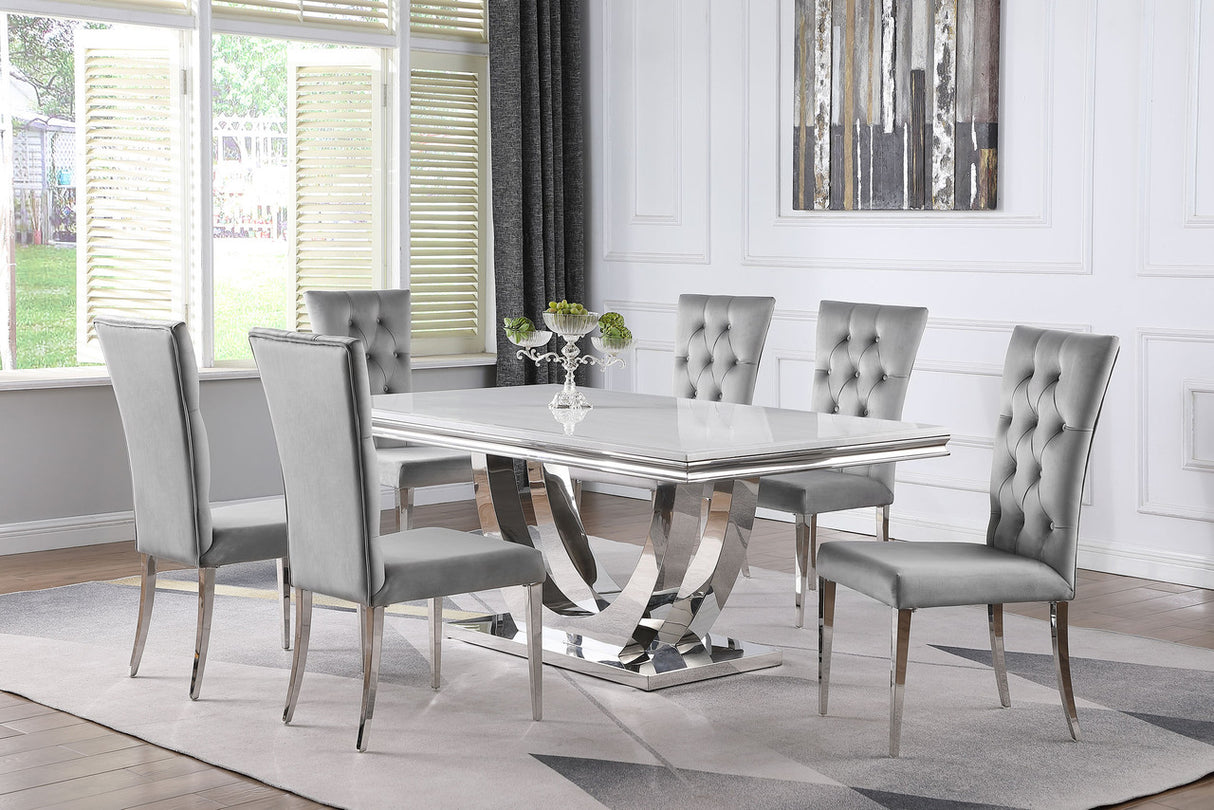 Kerwin 7-piece Dining Room Set Grey and Chrome