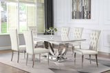 Kerwin Rectangle Faux Marble Top Dining Table White and Chrome