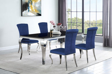 Carone 5-piece 81" Rectangular Dining Set Ink Blue and Chrome