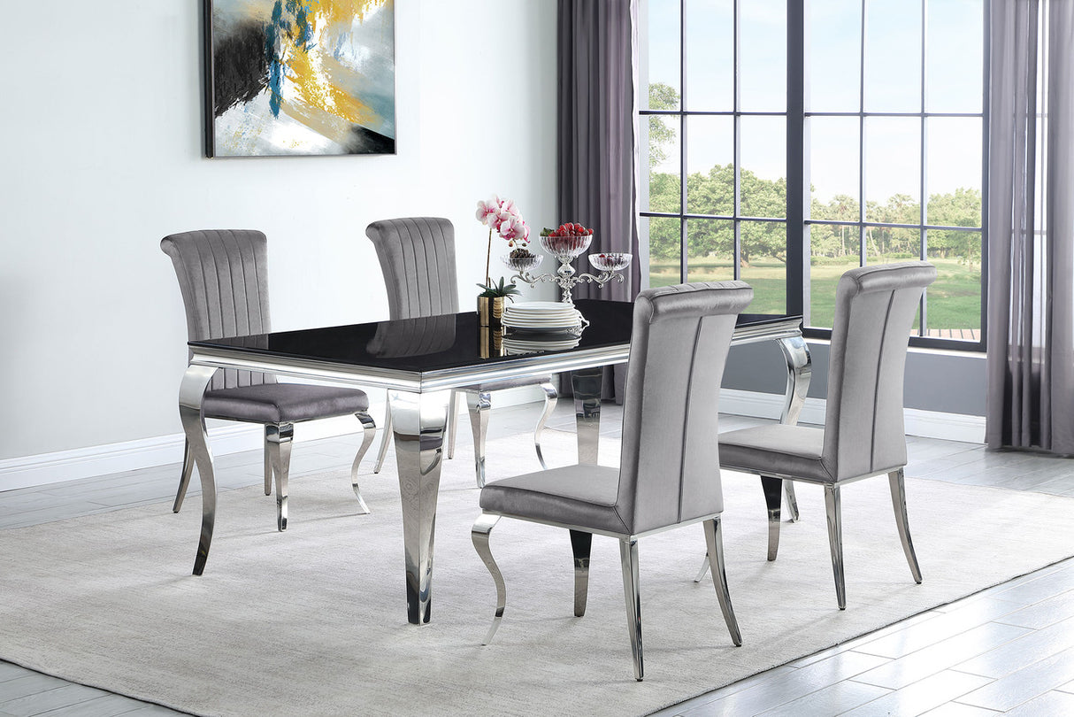 Carone 5-piece 81" Rectangular Dining Set Grey and Chrome