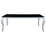 Carone Rectangular Glass Top Dining Table Black and Chrome