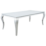 Carone Rectangular Glass Top Dining Table White and Chrome