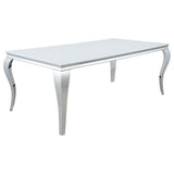 Carone Rectangular Glass Top Dining Table White and Chrome