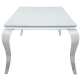 Carone Rectangular Glass Top Dining Table White and Chrome