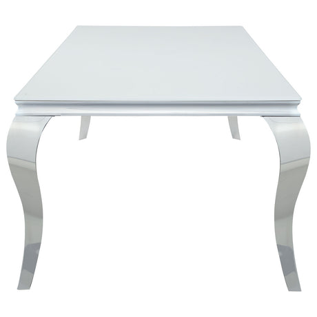 Carone Rectangular Glass Top Dining Table White and Chrome