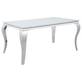 Carone Rectangular Glass Top Dining Table White and Chrome (White)