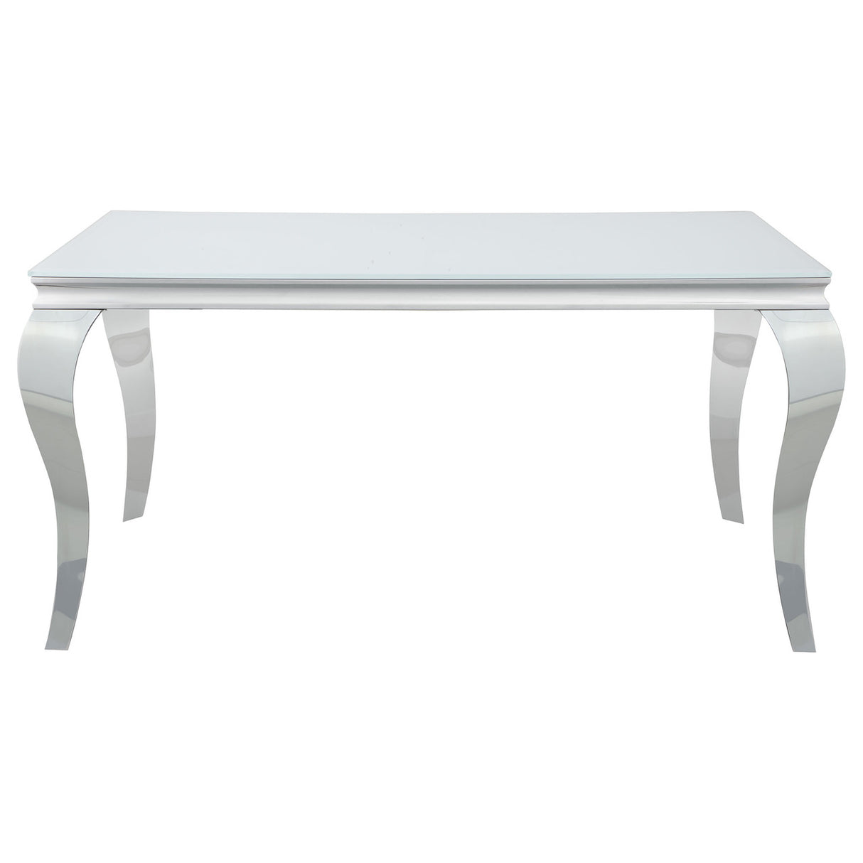 Carone Rectangular Glass Top Dining Table White and Chrome (White)