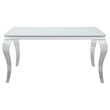 Carone Rectangular Glass Top Dining Table White and Chrome (White)