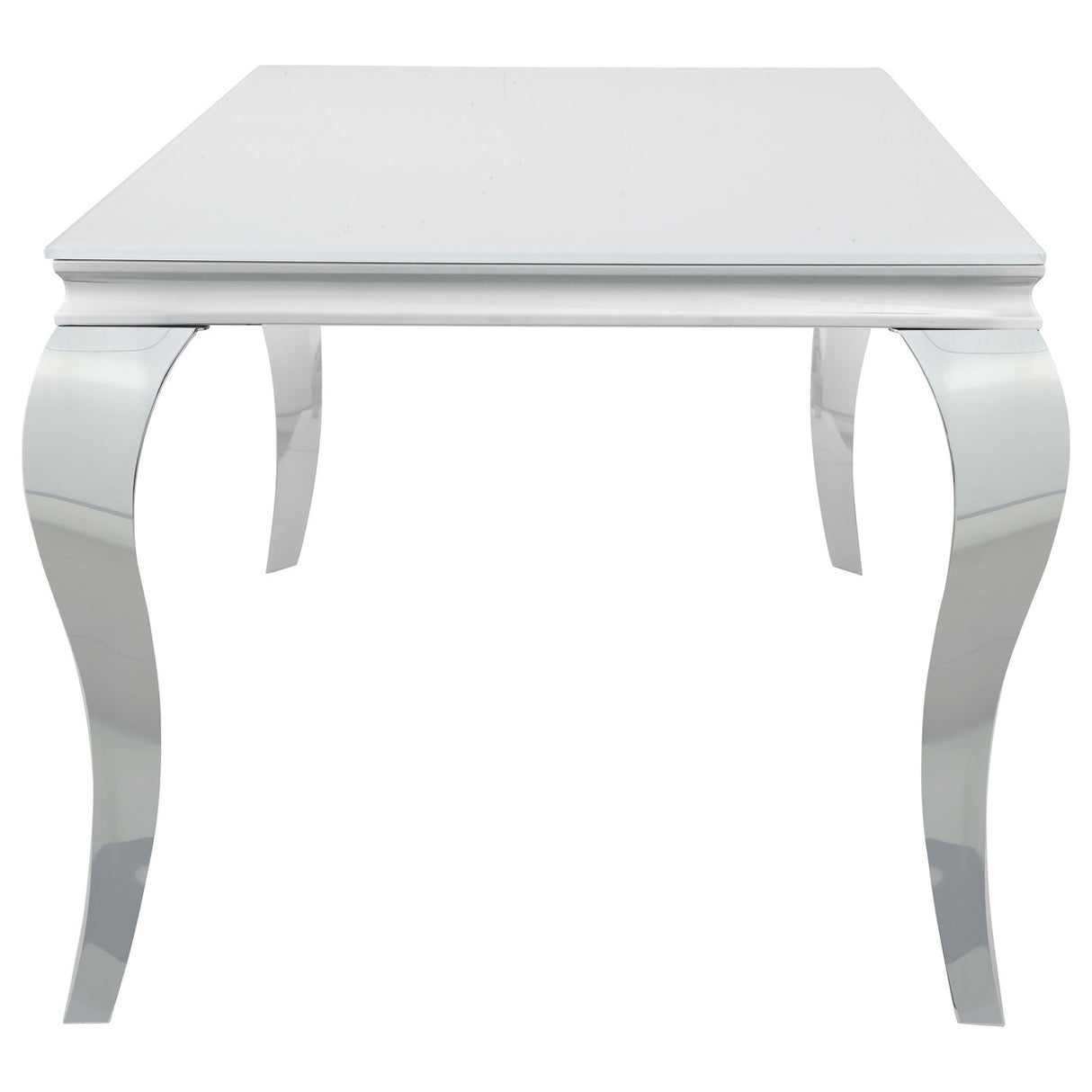 Carone Rectangular Glass Top Dining Table White and Chrome (White)