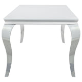 Carone Rectangular Glass Top Dining Table White and Chrome (White)