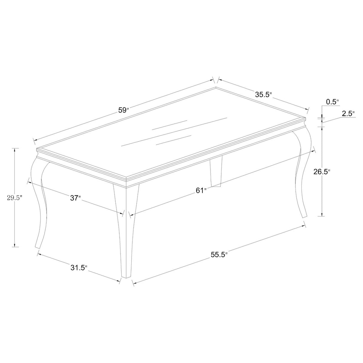 Carone Rectangular Glass Top Dining Table White and Chrome (White)