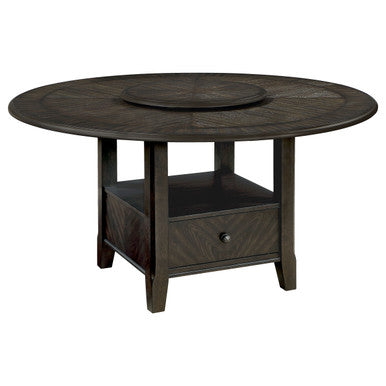 Twyla Round Dining Table with Removable Lazy Susan Dark Cocoa