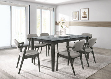 Stevie 7-piece Rectangular Dining Set Grey and Black