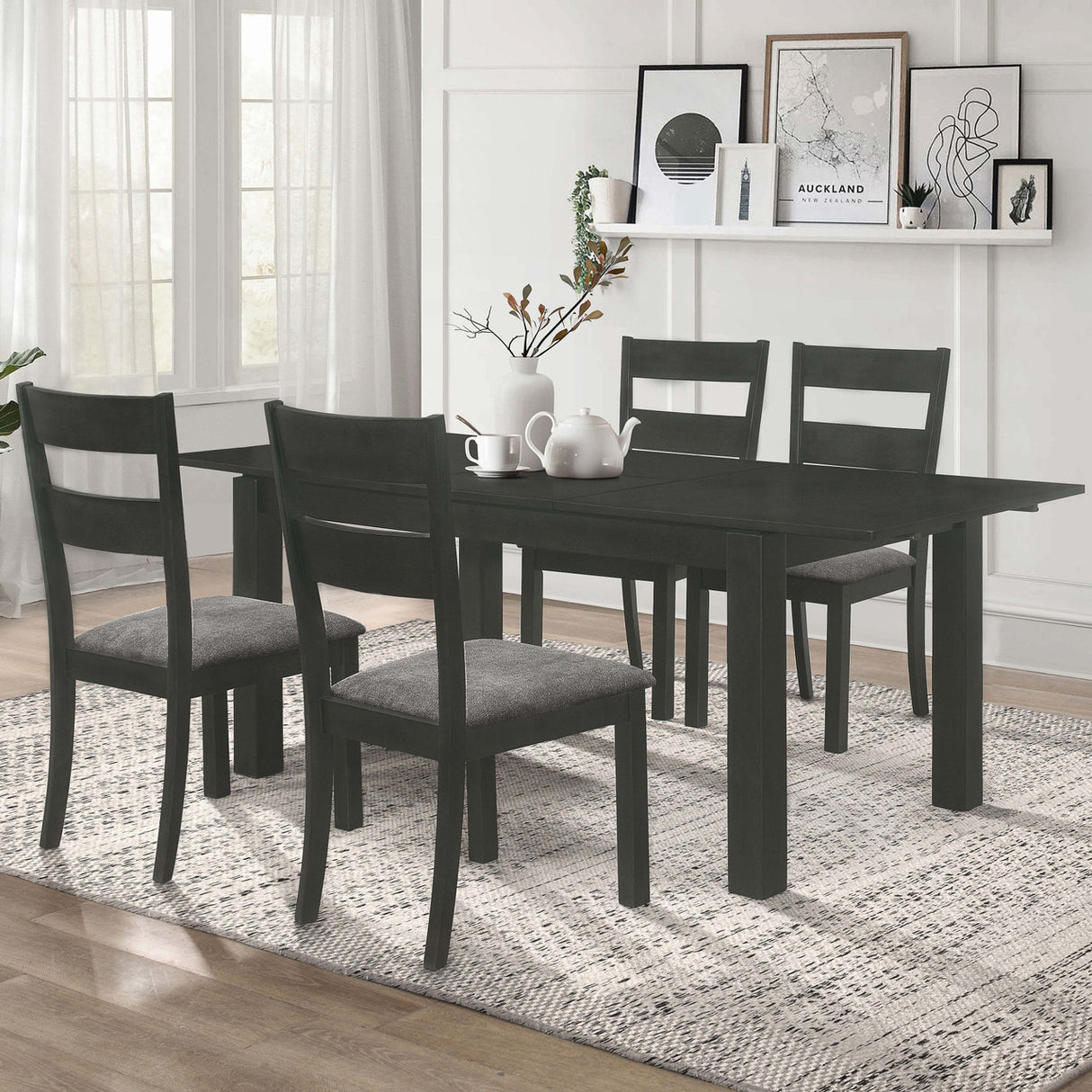 Jakob 5-piece Rectangular Dining Set Grey and Black