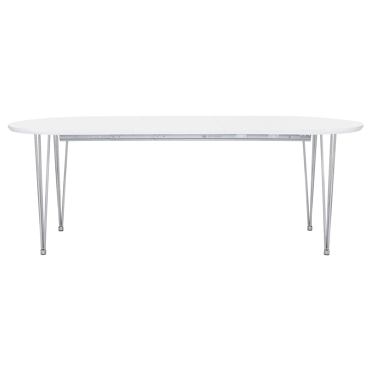 Heather Oval Dining Table with Hairpin Legs Matte White and Chrome