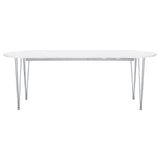 Heather Oval Dining Table with Hairpin Legs Matte White and Chrome