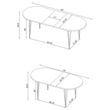 Heather Oval Dining Table with Hairpin Legs Matte White and Chrome