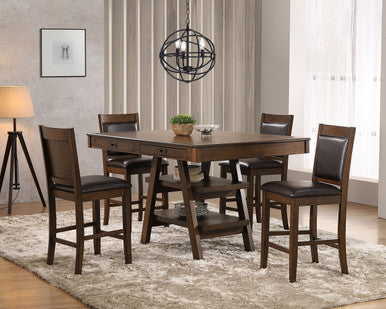 Dewey 5-piece Rectangular Dining Set Brown and Walnut