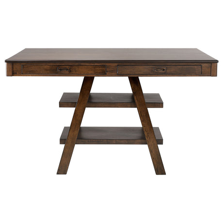 Dewey 2-drawer Counter Height Table with Open Shelves Walnut