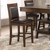 Dewey Upholstered Counter Height Chairs with Footrest (Set of 2) Brown and Walnut