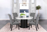 Sherry 5-piece Round Dining Set with Grey Fabric Chairs