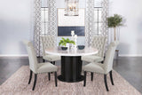 Sherry 5-piece Round Dining Set with Sand Velvet Chairs