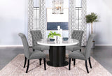 Sherry Round Dining Table Rustic Espresso and White